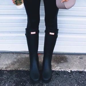 Matte black hunter rain boots